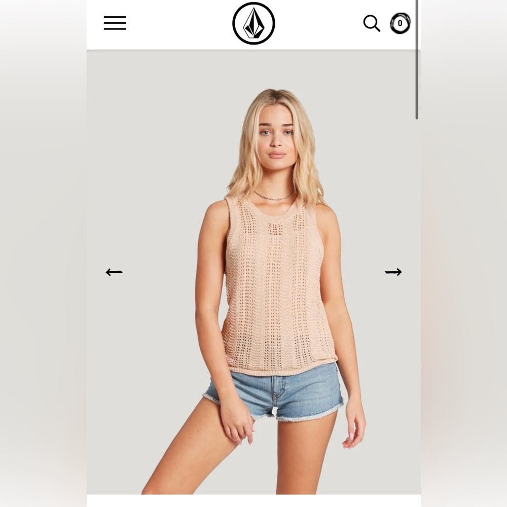 NWT! Volcom Crochet All Day Cami Tank Top Size Small